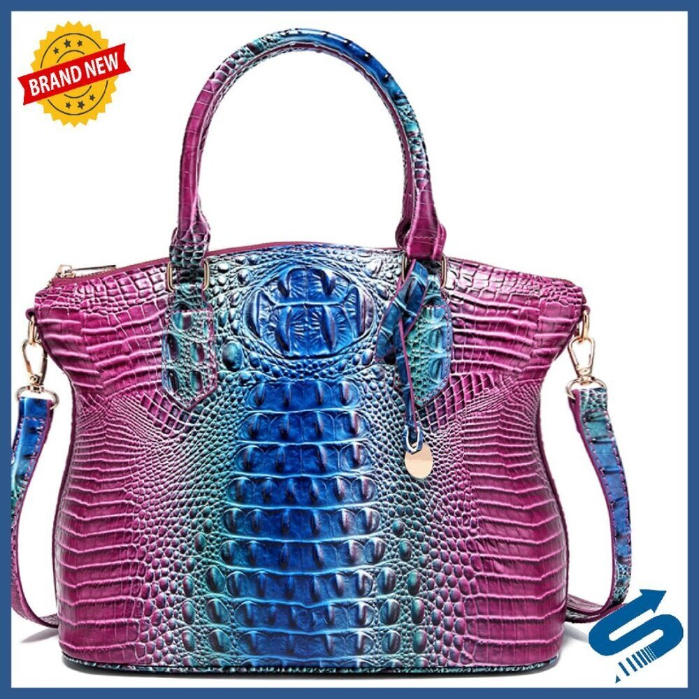Vegan Leather Tote Satchel Crossbody Bag with Multiple Compartments